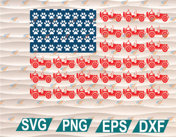 Download America Flag Independence Day 4th Of July Jeep Lovers Dog Paw Prints America Flag Svg Clipart Svg Png Eps Dxf Digital File Designbtf Com