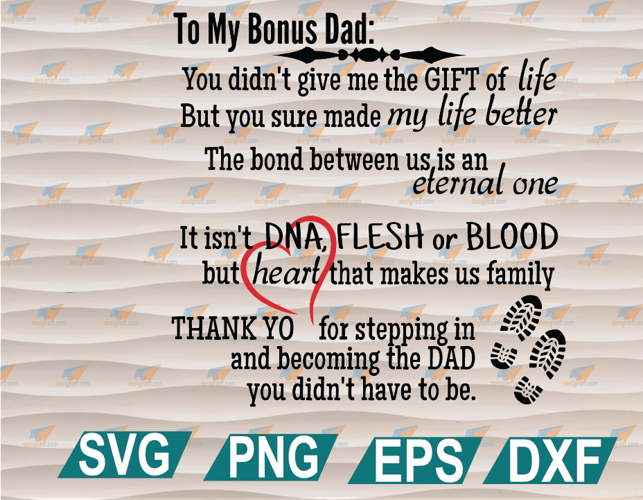 Download To My Bonus Dad Svg Png Eps Dxf Digital File Designbtf Com