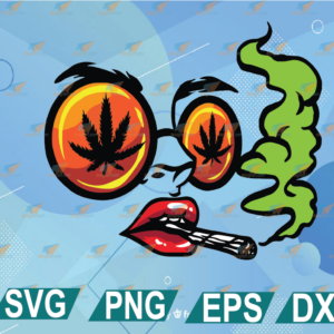 wtm web 01 309 Woman Smoking Joint Svg | Lady in Glasses Smoking Weed, Smoking Marijuana Svg ,Rasta Girl Svg ,Pretty Lady Smoking Weed svg, png, eps, dxf, digital file