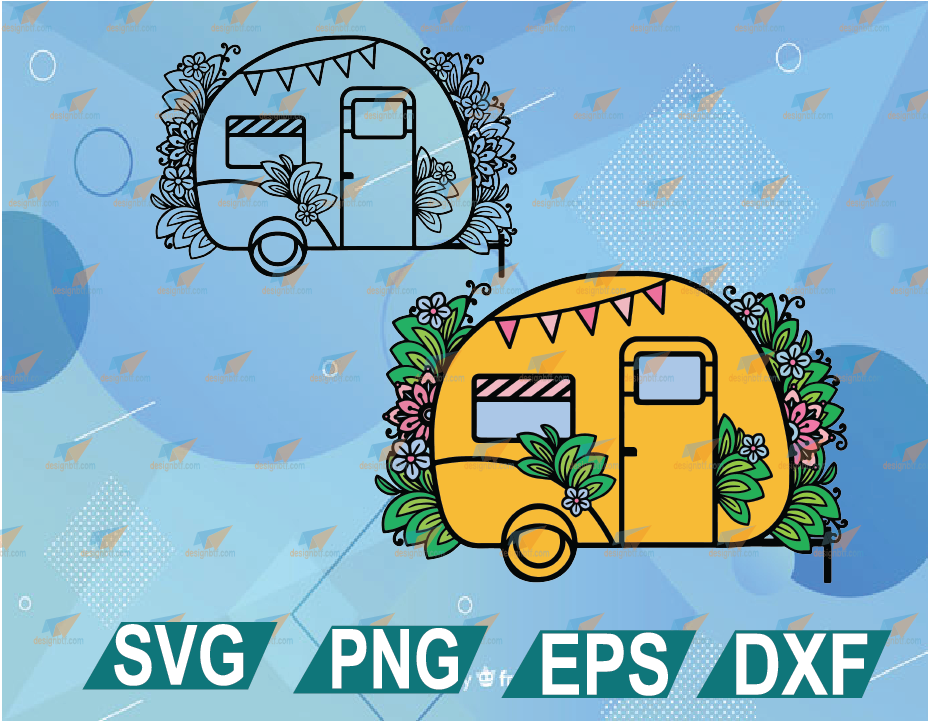 Download Camper Svg 3d Layered Svg Camping Happy Camper Svg Png Eps Dxf Digital File Designbtf Com