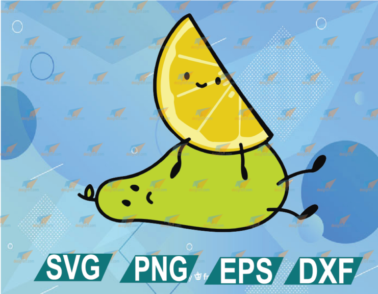 Lemon On a Pear Layered SVG, svg, png, eps, dxf, digital file
