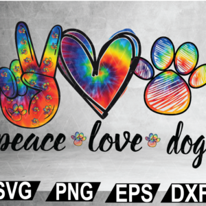 wtm web 02 21 Peace love dog Tying dye PNG outline dog paw sublimation print,digital download,digital file