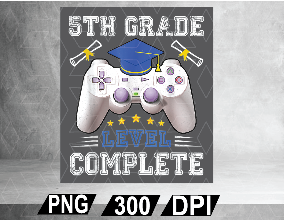 5th Grade Level Complete Gamer Class Of 21 Graduation Gift Digital File Digital Print Design Designbtf Com