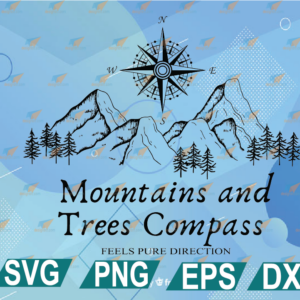 wtm web 01 30 Mountains And Trees Compass SVG, Outdoor Digital Download, Adventure SVG, Mountain SVG, Svg, Eps, Png, Dxf, Digital Download