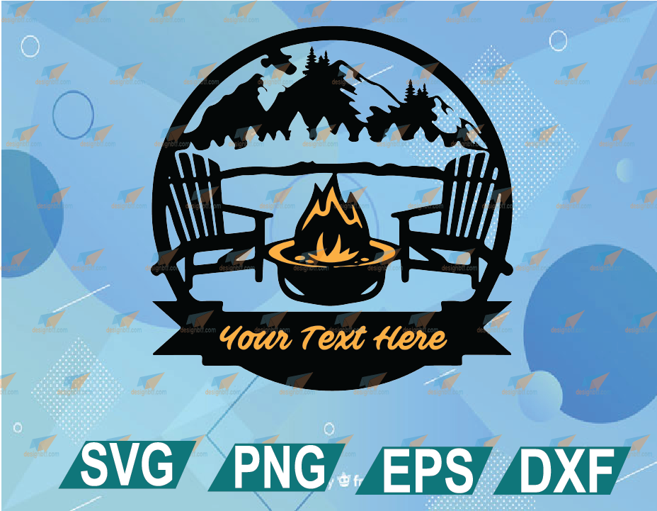Download Camp Fire Svg Cut File Camping With Adirondack Chairs Custom Text Camping Gifts Commercial Use Instant Download Printable Vector Designbtf Com