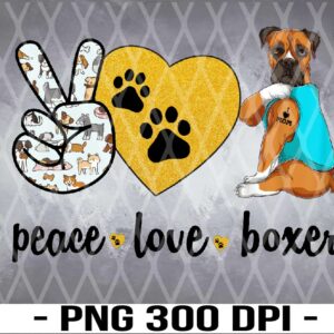 WTM 01 21 Funny Peace Love Boxer Dog Svg