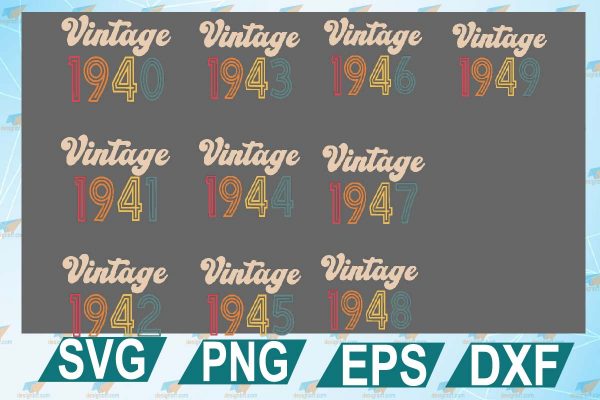 Download 80th Birthday Svg 1940 1949 Vintage Birthday Svg Files For Cricut Adult Birthday Svg Designbtf Com