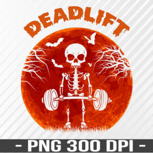 WTM 01 130 Halloween Skeleton, Fitness Workout, Weightlifting Halloween, Halloween Costume PNG , Digital Download