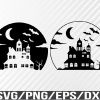 WTM 01 70 Cut File, Halloween Shirt Design, Spooky Home, Scary Vampire Bats, Moon, Tombstones, Svg, Eps, Png, Dxf, Digital Download