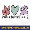 wtm 02 33 Peace Love Wildcats SVG / Back To School / Wildcats First Day Of School / Clip Art / Cut File / Southern Spark / svg png eps pdf jpg dxf