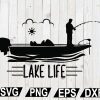 wtm12 01 71 Bass boat with lake life svg file, Bass Boat, Bass Boat svg, Cut file, for silhouette, Clipart