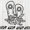 wtm12 01 8 Floral Flip Flops SVG Cut File