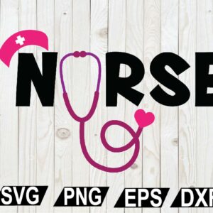 Nurse Stethoscope SVG, Nurse Monogram SVG, Nurse SVG