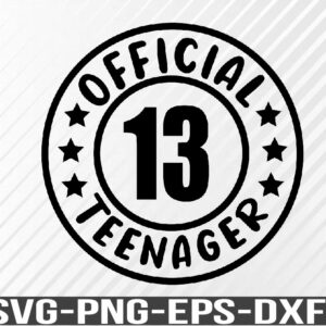 WTM 01 77 Official Teenager SVG, Thirteen, Party, Badge Logo, 13th Birthday Digital Download, Svg, Png, Dxf, Eps