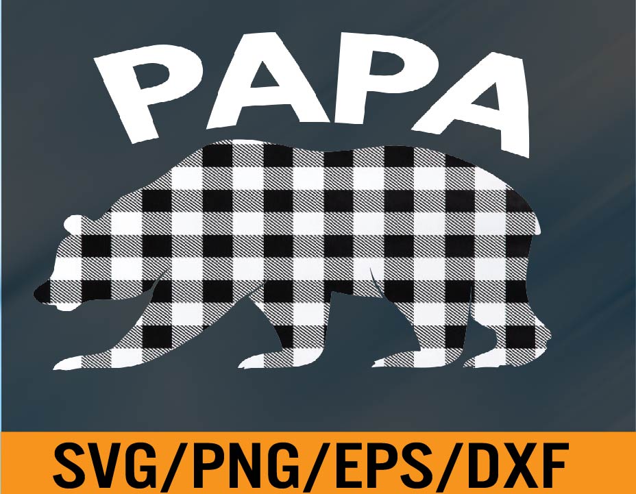 Black And White Buffalo Plaid Papa Bear Christmas Pajama Svg, Eps, Png ...