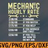 WTM 01 207 Mechanic Hourly Rate Labor Rates Funny Vintage Graphic Svg, Eps, Png, Dxf, Digital Download