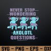 wtm 972 741 01 165 Never Stop wondering Axolotl questions Teacher kids Svg, Eps, Png, Dxf, Digital Download