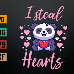 wtm 972 741 01 14 scaled Valentines Day Panda I Steal Hearts pink love heart for kids Svg, Eps, Png, Dxf, Digital Download