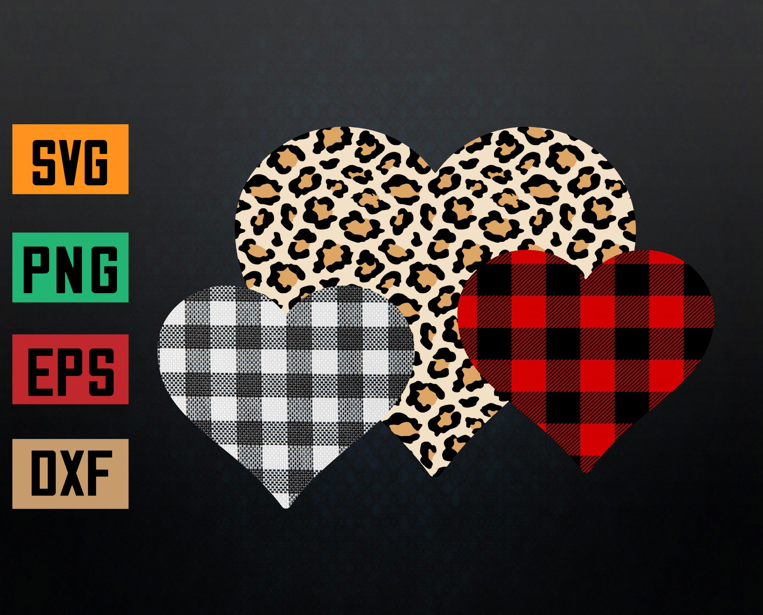 Heart Svg Leopard Heart Svg Valentine Shirt Girl Valentine Svg Silhouette Buffalo Plaid Heart Svg Valentine/'s Day Svg Cricut