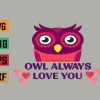 wtm 972 741 01 9 Funny Cute Valentines Day Owl Love Hearts Women Girls Svg, Eps, Png, Dxf, Digital Download