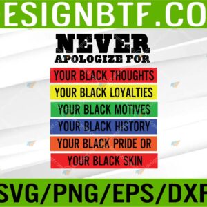 WTM 05 112 Never Apologize For Your Blackness Black History Month Svg, Eps, Png, Dxf, Digital Download