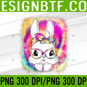 WTM 05 366 Cute Bunny Face Tie Dye Glasses Easter Day PNG, Digital Download