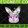 WTM 05 152 Bunny Face With Purple Glasses Cute Easter Rabbit Floral PNG, Digital Download