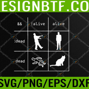 WTM 05 183 Boolean Logic Alive and Dead Funny Programmer Cat Svg, Eps, Png, Dxf, Digital Download