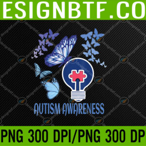 WTM 05 239 Blue Butterflies for Autism Awareness PNG Digital Download