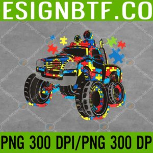 WTM 05 34 Monster Truck With Autism Puzzle Background Love Acceptance PNG, Digital Download