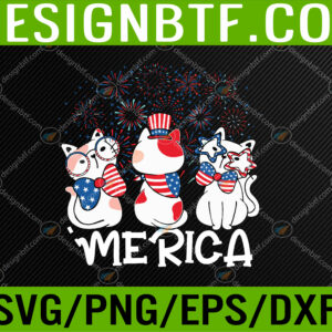 Merica 4th of July Cats Patriotic American Flag Cute Cat Svg, Eps, Png, Dxf, Digital Download
