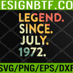 WTM 05 33 50 Years Old Vintage Legend Since July 1972 50th Birthday Svg, Eps, Png, Dxf, Digital Download