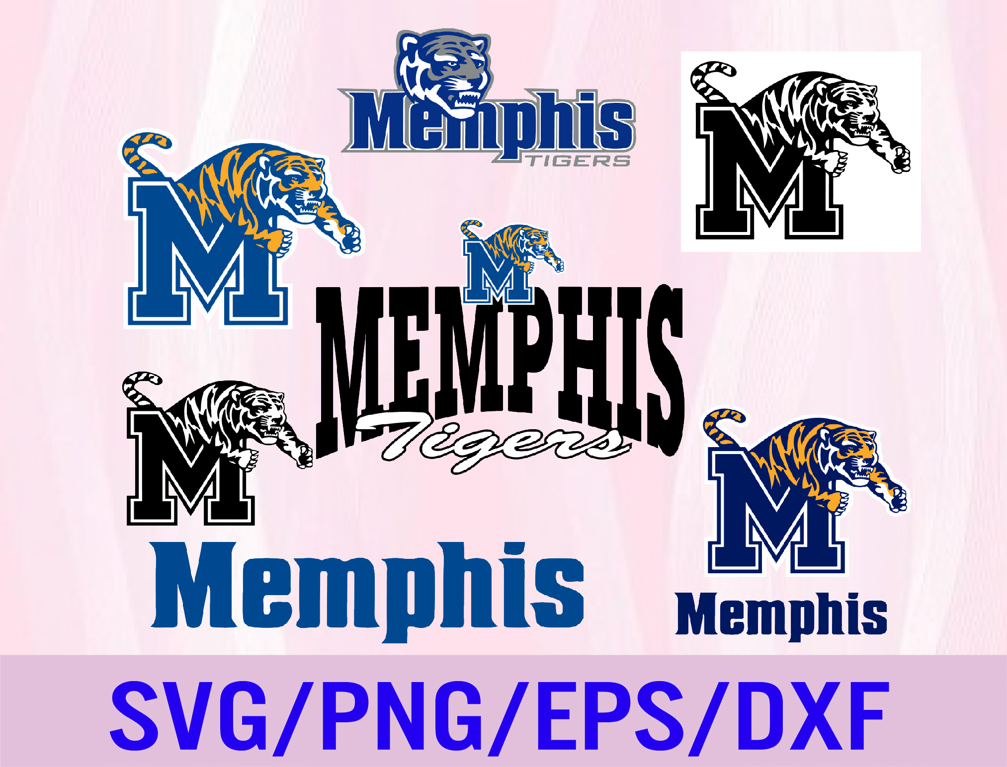 Bundle Logo Memphis Tigers svg eps dxf png file , Bundle NCAA