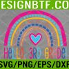 WTM 05 177 Hello 3rd Grade Rainbow Love Back To School Teacher Boy Girl Svg, Eps, Png, Dxf, Digital Download