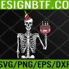 WTM 05 17 Skeleton Birthday Party Lazy Halloween Costume Funny Skull Svg, Eps, Png, Dxf, Digital Download
