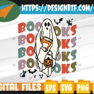 WTM web moi 05 36 scaled Booooks Ghost Halloween Groovy Vintage Teacher Book Reading Svg, Eps, Png, Dxf, Digital Download