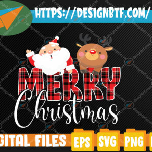 WTMWEBMOI 05 63 Merry Christmas Santa Reindeer Plaid Family Svg, Eps, Png, Dxf, Digital Download
