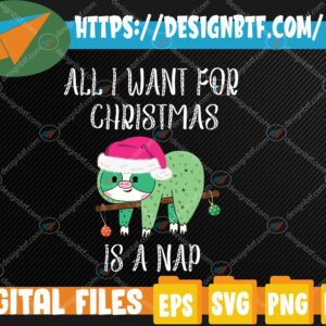 WTMWEBMOI 05 68 A Nap For Christmas - Cute Sleeping Santa Hat Sloth Svg, Eps, Png, Dxf, Digital Download