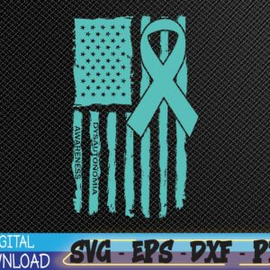WTMWEBMOI 05 21 American Flag Turquoise Ribbon Dysautonomia Awareness Svg, Eps, Png, Dxf, Digital Download