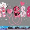 WTMWEBMOI 03 2 Girls Women Nurses Valentines Day Gifts Hearts Stethoscope Svg, Eps, Png, Dxf, Digital Download