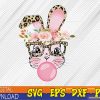 WTMWEBMOI123 02 4 Cute Bunny With Leopard Glasses Bubblegum Easter Day Svg, Eps, Png, Dxf, Digital Download