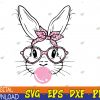 WTMWEBMOI123 04 35 Bunny Face Leopard Glasses Bubble Gum Easter Day Svg, Eps, Png, Dxf, Digital Download