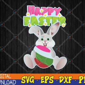 WTMWEBMOI123 04 6 Happy Easter Bunny Rabbit Face Funny Easter Day Women Girls Svg, Eps, Png, Dxf, Digital Download