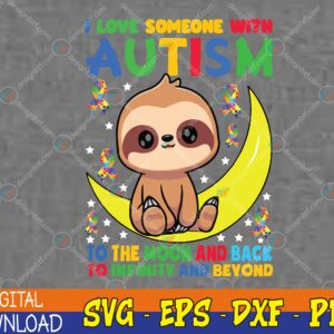 WTMWEBMOI123 04 67 Sloth Love someone With Puzzle Cool Autism Awareness Svg, Eps, Png, Dxf, Digital Download
