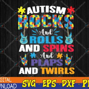 WTMWEBMOI123 04 70 Autism Rocks And Rolls Funny Autism Awareness Month Svg, Eps, Png, Dxf, Digital Download