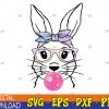 WTMWEBMOI123 04 87 Cute Bunny With Bandana Heart Glasses Bubblegum Easter Day Svg, Eps, Png, Dxf, Digital Download