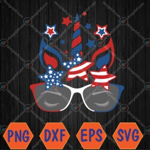 WTMWEBMOI066 04 101 Unicorn Face Sunglasses As American Flag 4th July Patriotic Svg, Eps, Png, Dxf, Digital Download