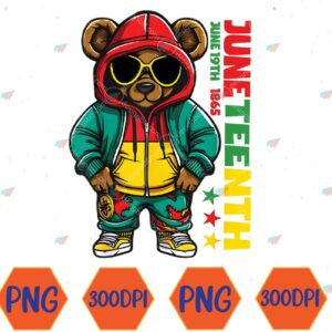 WTMWEBMOI066 04 Juneteenth Black Mens Hip Hop Teddy Bear African American Svg, Eps, Png, Dxf, Digital Download