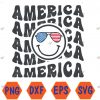 WTMWEBMOI066 04 46 America Smiley Retro Graphic svg, Fourth of July Flag Svg, Eps, Png, Dxf, Digital Download