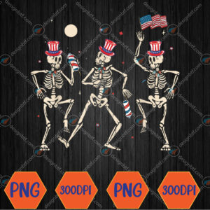 WTMWEBMOI066 04 52 Dancing Skeleton 4th of July American Flag Skellies Svg, Eps, Png, Dxf, Digital Download